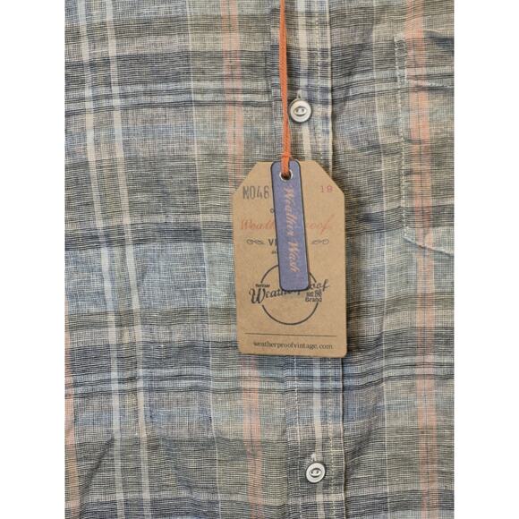 Weatherproof Vintage Washable Linen Plaid Shirt Button Down Men's Medium NWT - Picture 3 of 9